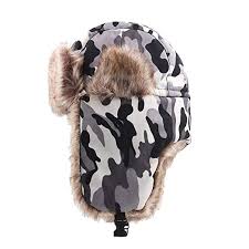 fedulk winter trapper warm hat russian style camouflage earmuffs windproof mask for men and women