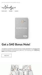 Nordstrom credit card discount on first purchase. You Could Get A 40 Bonus Note And 3 Points Per Dollar Nordstrom Email Archive