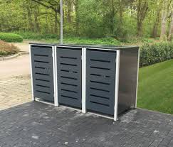 3 Er Mulltonnenbox No 6 Metall Mullbox Anthrazit Mulltonnenschrank 3 Tonnen 120l Garten Terrasse Gartenbauten Sonnenschutz Mu Mulltonnenbox Box Schrank