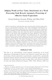 Consulta todos los programas, películas, series, etc. Pdf Judging Words At Face Value Interference In A Word Processing Task Reveals Automatic Processing Of Affective Facial Expressions