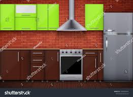 typical modular kitchen brick wall