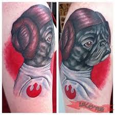 Princess Leia Pug Arm Pug Tattoo On Josh By Michael Bogle Of Eyecandy Tattoos New Orleans Usa Www Luckypug Com Pug Tattoo Dog Tattoos Dog Tattoo