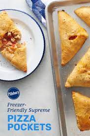 Freezer Friendly Supreme Pizza Pockets Recipe Pizza Pockets Food Freezer Friendly