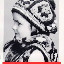 Vintage Häkelmuster Oma Schal & Mütze Häkelmuster 70er Jahre Retro Instant  PDF Digital Download VintageSchnittmusterShack.