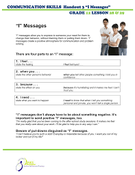 Acknowledgement of the need to change 2. I Messages Communication Skills Handout 3 I Messages Grade