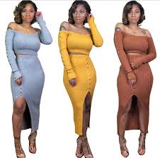 Welcome to h&m, your shopping destination for fashion online. 2021 Trendy Fall Clothing 3colors Winter Off Shoulder Knitted Sweater Button Up Bodycon Two Piece Outfit 2 Piece Skirt Set Buy Women Skirt Sets Two Piece Outfits Sweater Skirt Set Fall 2 Piece