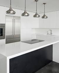 This Kitchen Is Beautifully Built Our Acrylic Luxe Style Door Paired With Concrete Flooring And Quartz Backsplash Bathroom Backsplash Diy Farmhouse Backsplash