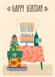Floweraura offers a wide range of cake design for father ranging from heart shape, photo shape, premium cakes, etc. Happy Birthday Vector Illustration Of Cute Gift Boxes And Cake Design Template For Card Poster Flyer Banner And Other Use Lizenzfrei Nutzbare Vektorgrafiken Clip Arts Illustrationen Image 151408026