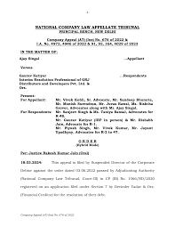 NATIONAL COMPANY LAW APPELLATE TRIBUNAL