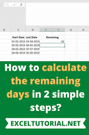 How To Calculate The Remaining Days In 2 Simple Steps Microsoft Excel Tutorial Excel Tutorials Excel Hacks