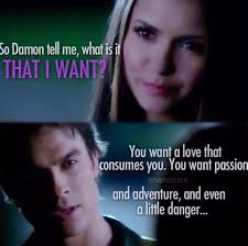 The vampire diaries is the story of elena falling in love with damon. You Want A Love That Consumes You You Wnant Passion And Adventure And Even A Little Danger Vampire Diaries Quotes Vampire Diaries Vampire Diaries Shirts