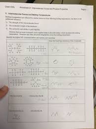 Rank the following compounds from weakest intermolecular forces to strongest. Solved Chem 220l Worksheet 01 Intermolecular Forces And Chegg Com