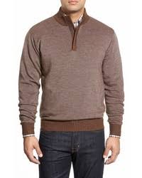 A simply styled sweater with ribbed trim and leather zip pullis softened with a touch of cashmere. Peter Millar Quarter Zip Merino Wool Sweater 245 Nordstrom Lookastic