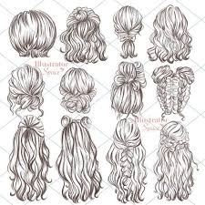 Hairstyles Clipart Hair Set Digital Download Custom Hairstyles Etsy Hair Sketch Hair Setting Hair Clipart