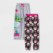 Girls Lego Star Wars Baby Yoda 2pk Pajama Pants Black Gray Target