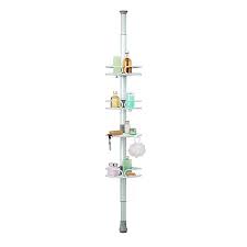 It mounts between floor and ceiling or wall to wall or in wide doorways. Oxo 4 Tier Anodized Aluminum Tension Pole Shower Caddy Bed Bath Beyond