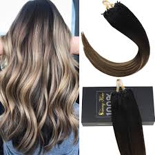 Moresoo is a human hair factory, producing high quality human hair extension at lower prices. Sunny Extensions Human Hair Natural Remy Micro Ring Hair Extensions Human Hair 1b Natural Black Root To Dark Brown Mixed Dark Ash Blonde Real Human Hair Extensions For Women 18inch 50g Pack