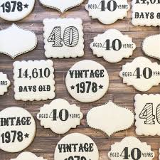 40th Birthday Cookie Cake Ideas Vintage Dude Black And White 40th Birthday Cookies Made With Royal Icing By Kathleen Ryan At Curiou Cookie Decorating Birthday Cookies Dessert Table Birthday