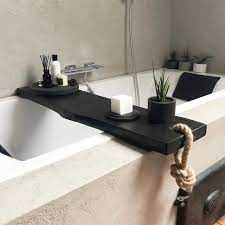 Enjoy a book as you relax in a hot bath, and use it as a bathroom shelf when you're done. Black Wooden Bath Caddy Bath Shelf Bath Accessories Live Etsy