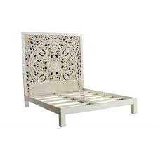 Bali Sb Cbd Queen Bed White Carved Beds Wood Platform Bed Solid Wood Platform Bed