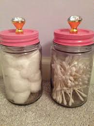 Suwimut set of 3 glass apothecary jars with lids, clear glass canisters set bathroom storage and organization jars for qtips, cotton swabs, cotton balls, bath salts 211. Diy Mason Jar Cotton Ball Qtip Holders Whole Project Was 6 99 With 50 Off Sale Lids From Michaels And 3 Mason J Mason Jar Bathroom Mason Jar Diy Mason Jars