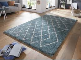 hoogpolig vloerkleed geruit touch blauw creme 160x230 cm vloerkleed tapijt blauw