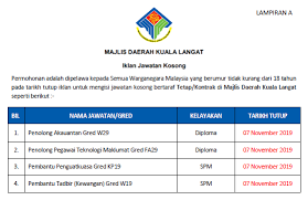 Jawatan kosong terkini pilihanjawatan kosong terkinikerajaan. Jawatan Kosong Majlis Daerah Kuala Langat Kelayakan Spm Diploma