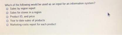 Solved Which Of The Following Would Be Used As An Input For Chegg Com