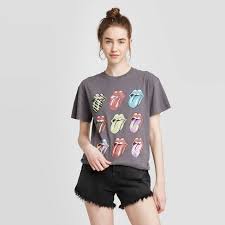 Rolling stones shirts are an amazing way to showcase your fandom. Women S Rolling Stones Multi Logo Short Sleeve Boyfriend Graphic T Shirt Gray Xxl Target