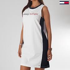 • tommy hilfiger flag embroidery on chest. Tommy Hilfiger Robe Femme 2305 Blanc Laboutiqueofficielle Com