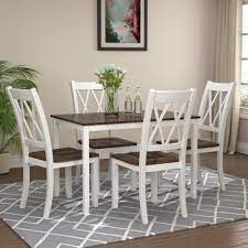 Start with a traditional or modern dining room table, chairs and dining bench for formal dinners and entertaining. Buy Clearance Dining Table Set With 4 Chairs 5 Piece Wooden Kitchen Table Set Rectangular Dining Table Set Small Space Breakfast Furniture For Dining Room Restaurant Coffee Shop White W5964 Online In