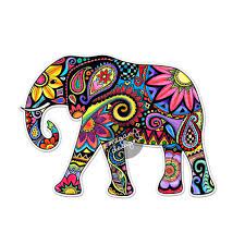 Elephant Car Decal Colorful Design Bumper Sticker Laptop Decal Pink Green Teal Yellow Jungle Flowers Cute Car Decal Hippie Boho Tribal Elephant Painting Hippie Drawing Elephant Art