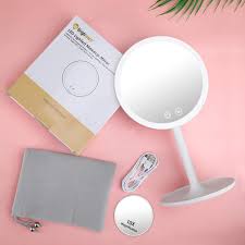 This is a smart led lighted vanity this is a perfect size lighted vanity mirror with a lightweight aluminum frame construction. Buy Rechargeable Lighted Makeup Mirror 1x 10x Magnifying Vanity Mirror With 46 Led Lights 3 Lighting Modes Dimmable 90 Degree Rotation Touch Screen Light Up Mirror For Travel Portable Cosmetic Mirror Online In