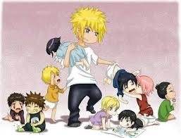 Omg Minato Naruto S Dad As A Babysitter Lol Looks Like His A Bit Overwhelm Naruto S Dad Naruto Anime Fanart