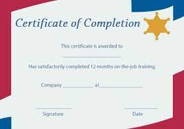 On The Job Training Certificate Of Completion Template Certificate Of Completion Template Training Certificate Job Training