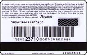 There is no charge for children under the age of 2. Gift Card Burger Restaurants United States Of America Portillos Col Us R Port Sv1507812