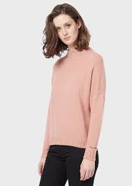 Free shipping on all orders $50+ and free returns for all. Seamless Mock Neck Sweater In Stockinette Stitch Camel Wool Blend Woman Emporio Armani