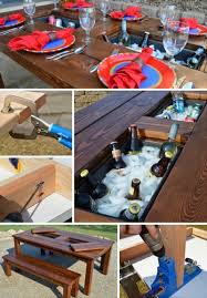 Diy Patio Table With Built In Drink Cooler Http Homestead And Survival Com Diy Patio Table With Diy Patio Table Diy Outdoor Furniture Outdoor Diy Projects