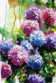 Watercolor Flower Painting Hydrangea Flower Art Floral Wall Decor Flower Painting Canvas Floral Painting Flower Painting