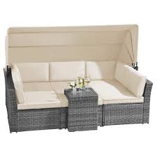 Atmospheres steeped in emotion pure aesthetic essence redefined. Garden Gear 5 Piece California Rattan Daybed Outdoor Furniture Set With Extendable Canopy Cushions Included Astonshedsuk