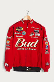 Clean out all pockets, pop it in with a load of other heavy clothing like jeans and khakis. Urban Renewal Vintage One Of A Kind Budweiser Red Nascar Jacket Urban Outfitters Uk
