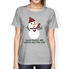 Worth Melting For Snowman T Shirt Womens Winter Graphic Tee