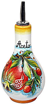 Ceramic Vinegar Dispenser Melograno Style Italian Pottery Majolica Ceramics