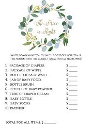 Greenery The Price Is Right Game Template Greenery Baby Etsy In 2021 Price Is Right Games Baby Shower Printable Baby Shower Games