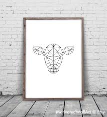Black And White Geometric Animal Drawings Geometric Animal Cow Head Print Animal Head Print Geometric Cow Print Black And White Cow Printables Pr Geometric Animals Geometric Art Animal Geometric