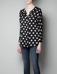Black And White Polka Dot Blouse Zara Black Polka Dot Shirt With Zip Polka Dot Blouse Polka Dot Chiffon Blouse Polka Dots Fashion