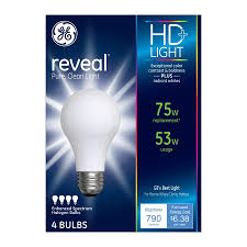 Ge Reveal 75 Watt Eq A19 Dimmable Color Enhancing A Style Light Fixture Halogen Light Bulb 4 Pack In The Halogen Light Bulbs Department At Lowes Com