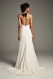 Crystal T Back Stretch Crepe Slip Gown With Ribbon Style Vw351473 Ivory 8 In 2020 Wedding Dresses With Straps Dream Wedding Dresses Elegant Bride