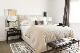 Black And Cream Comforter Cream And Black Bedroom Features A Cream Bed Dressed In White And Cream Bedding Flanked By Mirrors Black And Cream Bedroom Black Bedroom Design Cream Bedrooms