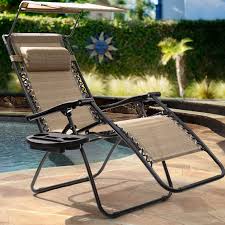 Reclining lawn chairs are comfortable and supportive. Walnew Zero Gravity Chair Outdoor Folding Recliner Lounge Chair With Attachable Sunshade Canopy And Holder Black Walmart Com Walmart Com